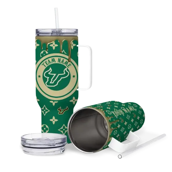 custom south florida bulls bullseye drips green curved tumbler high quality.webp