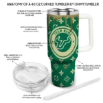 custom south florida bulls bullseye drips green curved tumbler best selling.webp