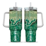 custom south florida bulls chevron stripe green curved tumbler best selling.webp