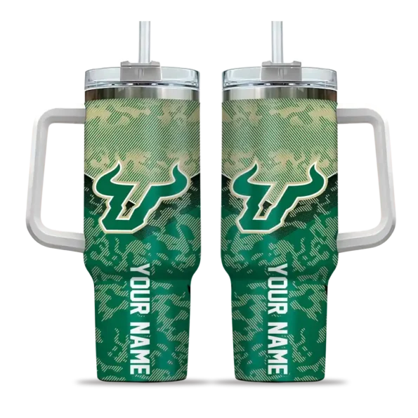 custom south florida bulls chevron stripe green curved tumbler best selling.webp