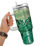 custom south florida bulls chevron stripe green curved tumbler best selling.webp