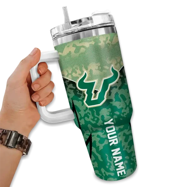 custom south florida bulls chevron stripe green curved tumbler fashion forward.webp