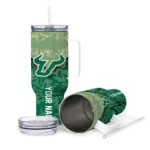custom south florida bulls chevron stripe green curved tumbler best selling.webp