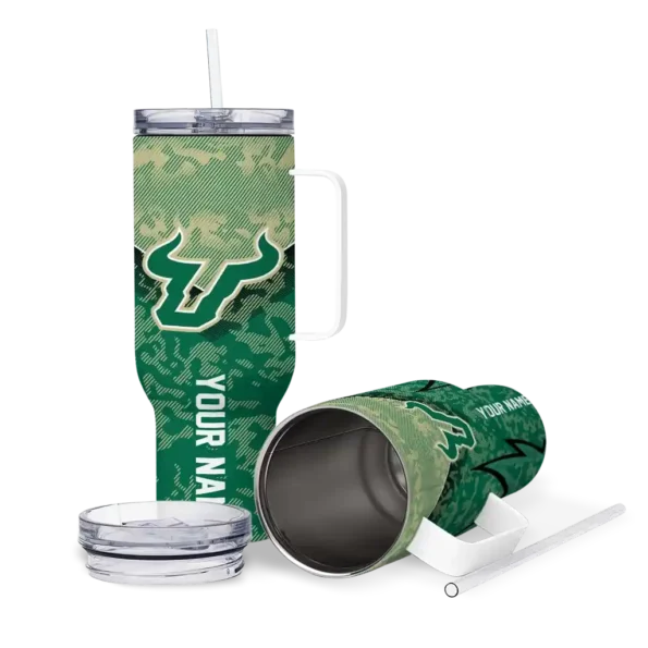 custom south florida bulls chevron stripe green curved tumbler high quality.webp