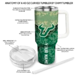 custom south florida bulls chevron stripe green curved tumbler best selling.webp