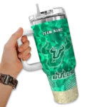 custom south florida bulls geometric prism green curved tumbler best selling.webp