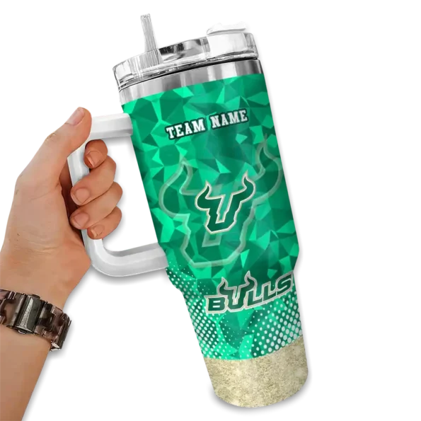 custom south florida bulls geometric prism green curved tumbler fashion forward.webp