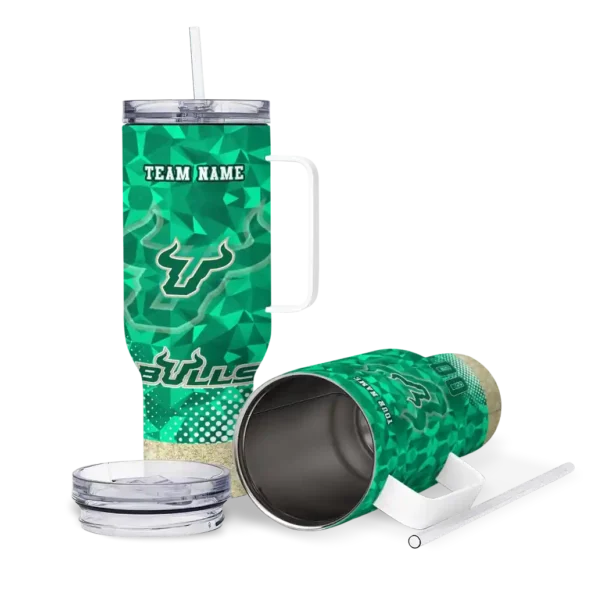 custom south florida bulls geometric prism green curved tumbler high quality.webp