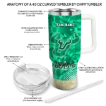 custom south florida bulls geometric prism green curved tumbler best selling.webp