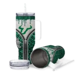 custom south florida bulls leopard zipper green curved tumbler best selling.webp