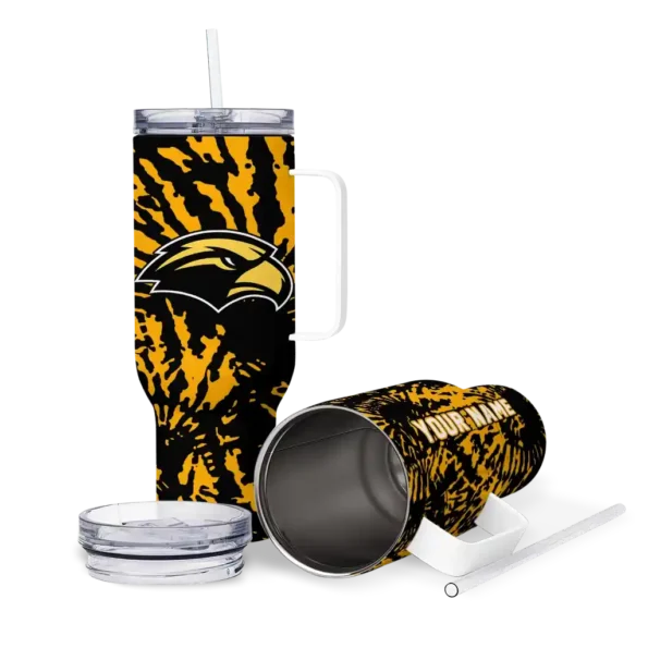 custom southern miss golden eagles burst swirl black curved tumbler high quality.webp