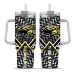 custom southern miss golden eagles chevron angle black curved tumbler best selling.webp