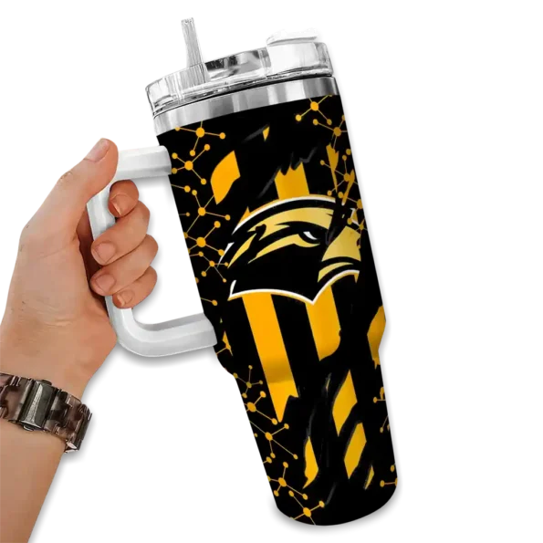 custom southern miss golden eagles claw cut black curved tumbler fashion forward.webp