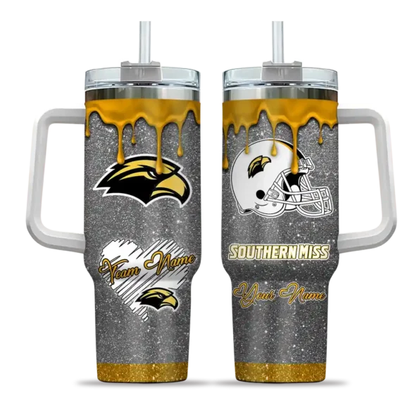 custom southern miss golden eagles heart helmet motif black curved tumbler best selling.webp