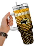 custom southern miss golden eagles hex texture black curved tumbler best selling.webp