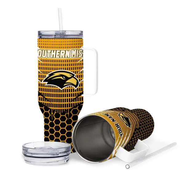 custom southern miss golden eagles hex texture black curved tumbler high quality.webp