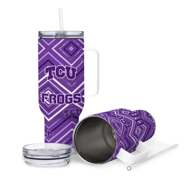 custom tcu horned frogs bold diamonds purple curved tumbler high quality.webp