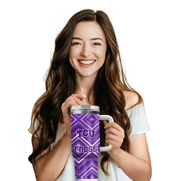 custom tcu horned frogs bold diamonds purple curved tumbler premium grade.webp