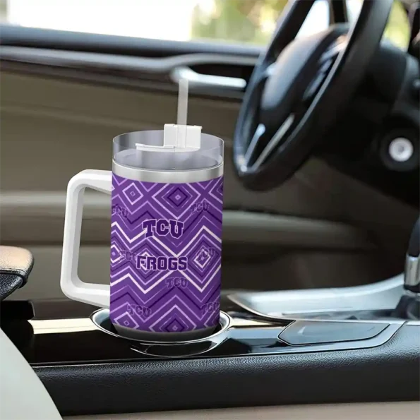 custom tcu horned frogs bold diamonds purple curved tumbler trendy.webp