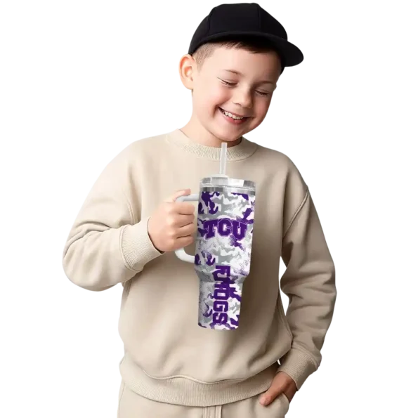 custom tcu horned frogs camo mashup purple white curved tumbler latest model.webp