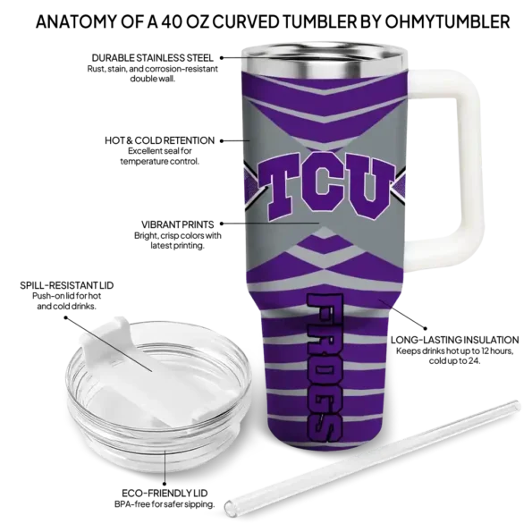 custom tcu horned frogs chevron layers purple curved tumbler new arrival.webp