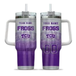 custom tcu horned frogs gradient dots purple curved tumbler best selling.webp