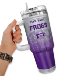 custom tcu horned frogs gradient dots purple curved tumbler best selling.webp
