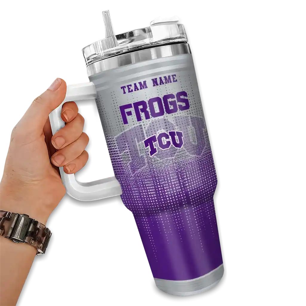 custom tcu horned frogs gradient dots purple curved tumbler fashion forward.webp custom tcu horned frogs gradient dots purple curved tumbler fashion forward.webp