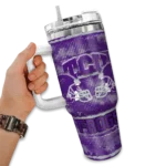 custom tcu horned frogs honey streaks purple curved tumbler best selling.webp