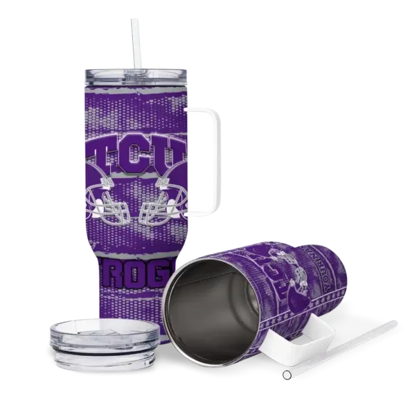 custom tcu horned frogs honey streaks purple curved tumbler high quality.webp