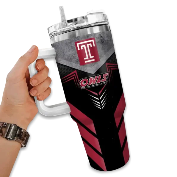 custom temple owls arrow armor red black curved tumbler fashion forward.webp
