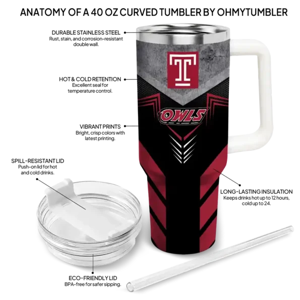 custom temple owls arrow armor red black curved tumbler new arrival.webp