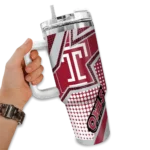 custom temple owls arrow burst red curved tumbler best selling.webp