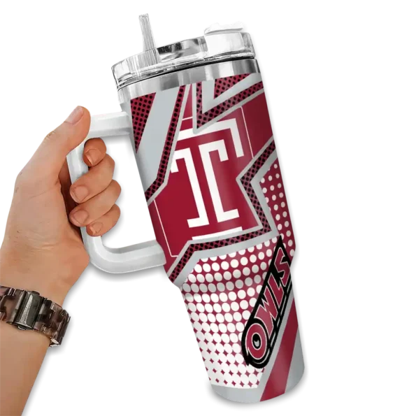 custom temple owls arrow burst red curved tumbler fashion forward.webp