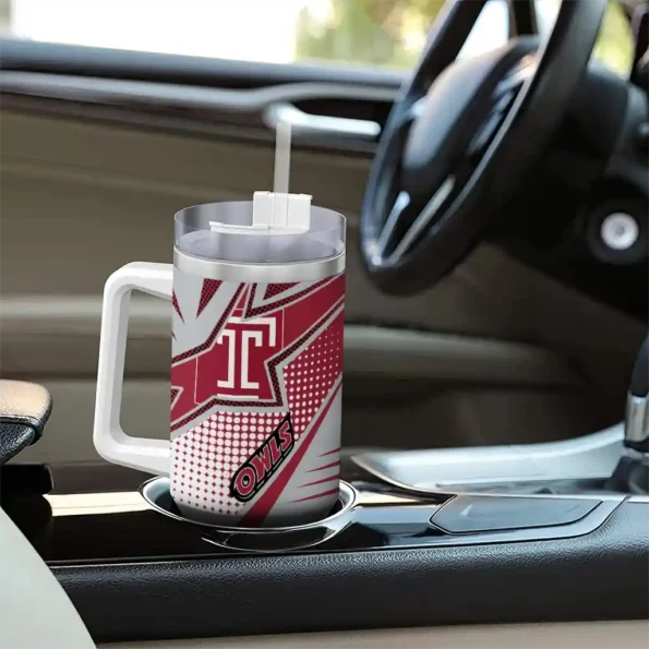 custom temple owls arrow burst red curved tumbler trendy.webp