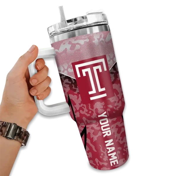custom temple owls chevron stripe red curved tumbler fashion forward.webp