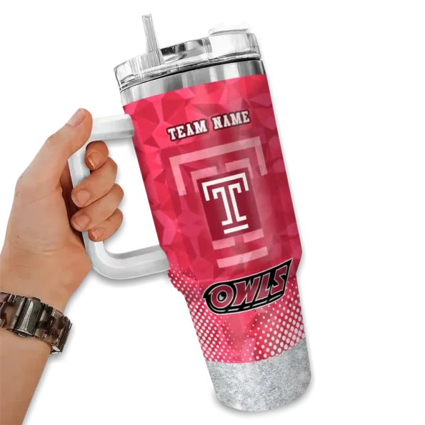 custom temple owls geometric prism red curved tumbler fashion forward.webp