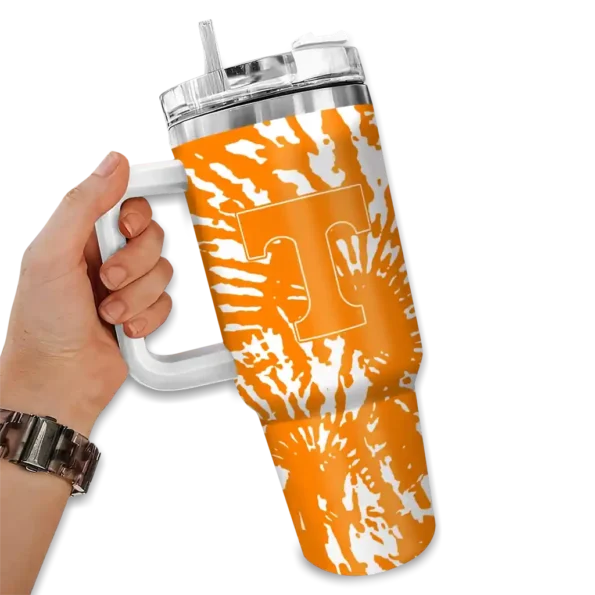 custom tennessee volunteers burst swirl orange curved tumbler fashion forward.webp