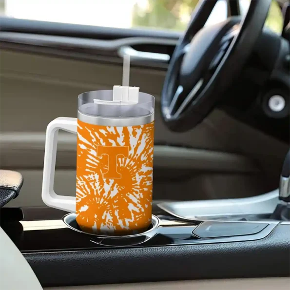 custom tennessee volunteers burst swirl orange curved tumbler trendy.webp