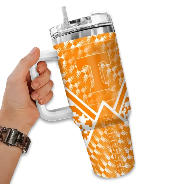 custom tennessee volunteers chevron angle orange curved tumbler fashion forward.webp