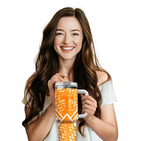 custom tennessee volunteers chevron angle orange curved tumbler premium grade.webp