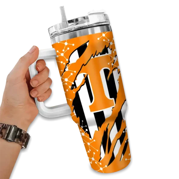custom tennessee volunteers claw cut orange black curved tumbler fashion forward.webp