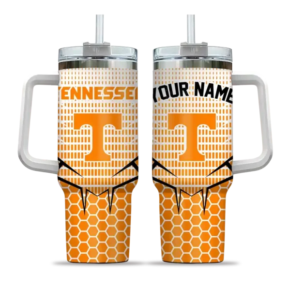 custom tennessee volunteers hex texture orange curved tumbler best selling.webp