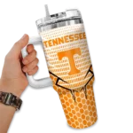 custom tennessee volunteers hex texture orange curved tumbler best selling.webp