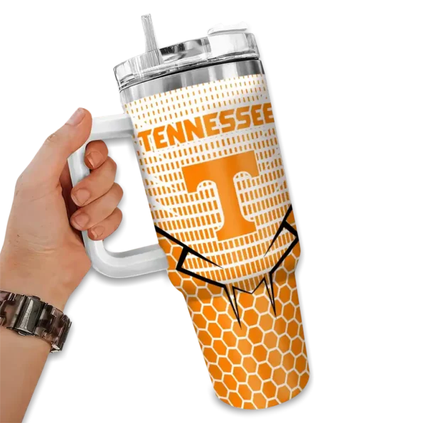 custom tennessee volunteers hex texture orange curved tumbler fashion forward.webp