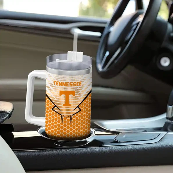 custom tennessee volunteers hex texture orange curved tumbler trendy.webp
