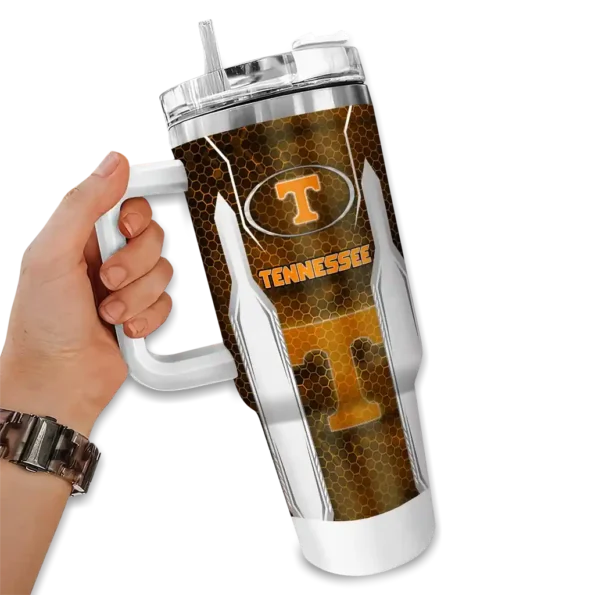 custom tennessee volunteers hexagon armor orange curved tumbler fashion forward.webp