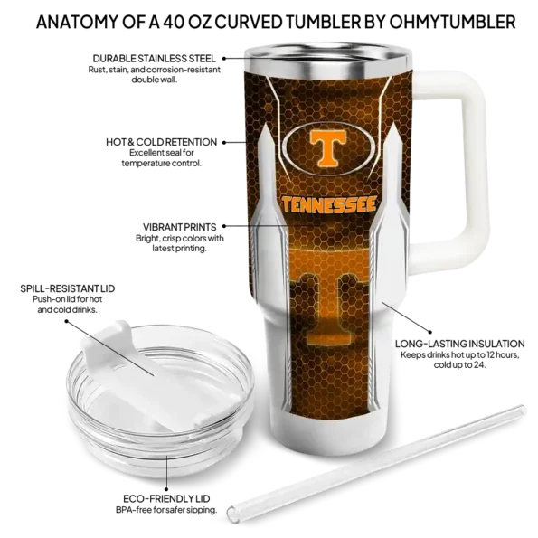 custom tennessee volunteers hexagon armor orange curved tumbler new arrival.webp