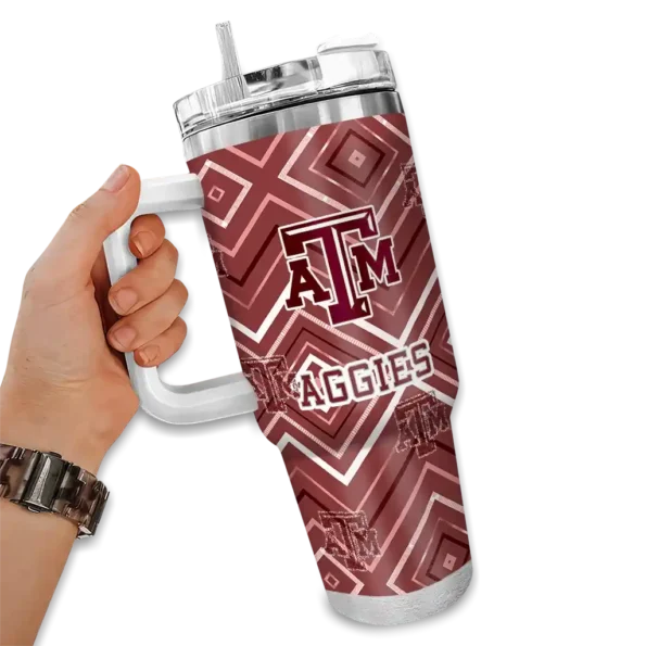 custom texas am aggies bold diamonds maroon curved tumbler fashion forward.webp