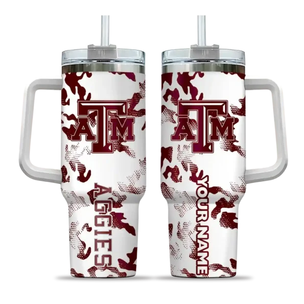 custom texas am aggies camo mashup maroon white curved tumbler best selling.webp